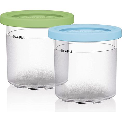 Pots à glace de rechange compatibles avec les sorbetières Ninja CREAMi séries NC299AMZ et NC300s. Sans BPA et compatibles lave-vaisselle. (1/5)