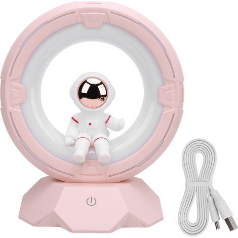 Weltraum-Nachtlicht für Kinder, ABS-PC-Silikon, 3 Farbtemperaturen, USB-wiederaufladbare LED, Nachttischlampe, Schreibtischdekoration, Schlafzimmer, Rosa (1/5)