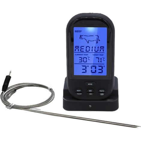 Filiyano-Thermomètre de cuisson numérique portable sans fil pour barbecue, multifonctionnel, pour four, pique-nique et grillades (noir) (1/5)