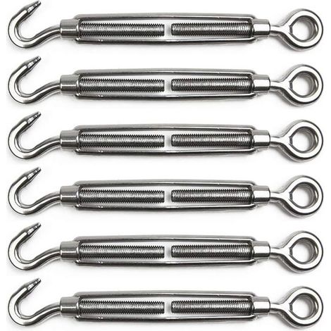 lot de 6 tendeurs à câble en acier inoxydable M4 – Tendeurs réglables robustes avec crochet et œil (1/5)