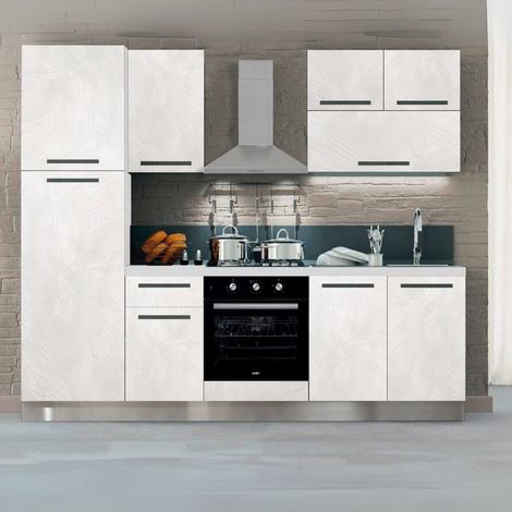 Cucina Molly bianco e bianco spatolato elettrodomestici inclusi 255