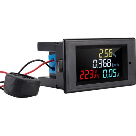 Voltmètre-ampèremètre numérique AC 80-300 V avec écran LCD couleur, multimètre, moniteur de tension, de courant, de puissance, d'énergie et de fréquence, transformateur de courant 100 A. (1/5)