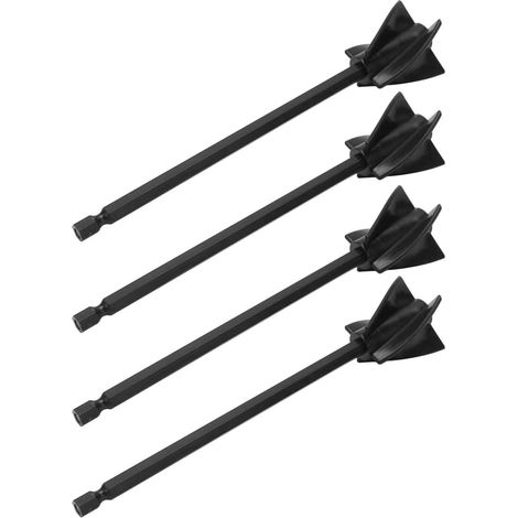 4 embouts mélangeurs en résine robustes, 5 pales, réutilisables, pour perceuse, peinture, noir (1/5)