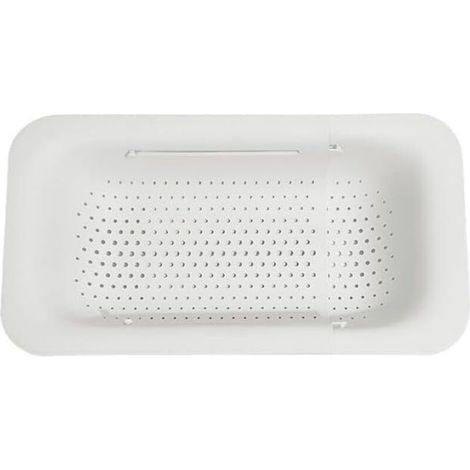 Passoire de cuisine pliable et extensible, à poser sur l'évier, en silicone, portable et réglable, pour laver fruits, légumes et nouilles (blanche) (1/5)