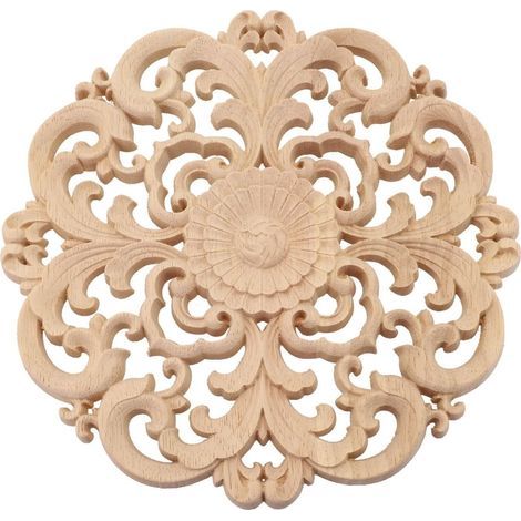 Elegante runde Holzschnitzerei zur Inneneinrichtung, perfekt für Türen und Möbel (20 cm Durchmesser). (1/5)