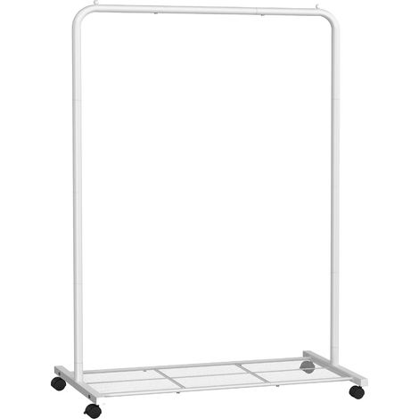 Porte-vêtements avec roulettes, porte-vêtements pour suspendre les vêtements, porte-vêtements en métal de 25,4 mm avec étagère de rangement en maille dense, capacité de charge de 49,9 kg, 2 (1/5)