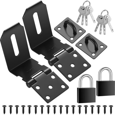 Schlossriegel – 2er-Pack – Edelstahl – 90°- und 180°-Verriegelung – Garagentore und Gartenhäuser – Schwarz, 10,2 cm (1/5)
