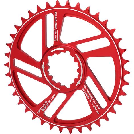 Lebycle 38-Zahn-Kettenblatt, 3 mm Offset, Direct Mount, Narrow/Wide, für SRAM GXP Kurbelgarnitur (rot). (1/5)