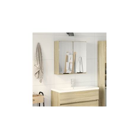Armoire de salle de bain à miroir chêne sonoma bois ingénierie (1/5)