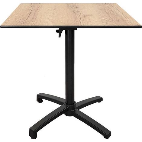 Table terrasse pliable en Compact HPL décor bois chêne 70 x 70