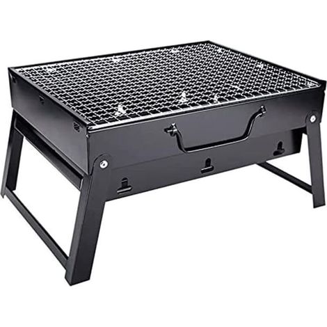 Barbecue à charbon de bois pliable et portable en acier inoxydable, pour barbecue de bureau, fumoir d'extéri, pour cuisine en plein air, camping, pique-nique, plage (35,1 x 27,9 x 19,6 cm) (1/5)