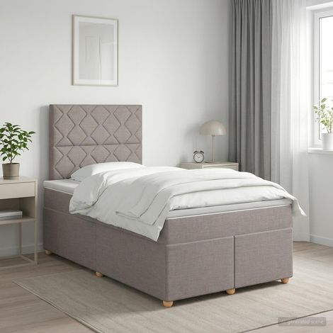 vidaXL Cama box spring con colchón con cabecera Topo 120 x 190 cm Tela (1/5)