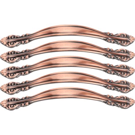 Lot de 5 poignées de tiroir vintage en alliage de zinc, boutons de porte pour meubles, couleur bronze rouge.