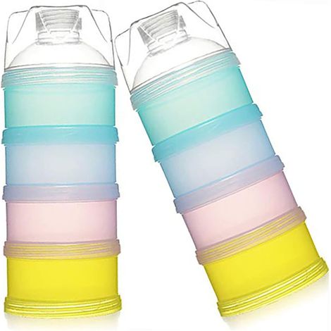 2 Pièces Boîte Doseuse à Poudre de Lait Distributeur de lait en Poudre Bébé alimentaire portable Conteneur Peut être Empilée Poudre de Lait et le Réservoir de Stockage de Casse-croûte, 4 séparable (1/5)