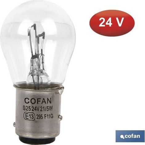 COFAN lámpara cofan 2 polos p21/5w (ba15d) 24v venta unitaria