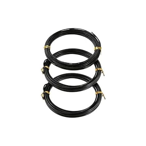 Fil Aluminium Bonsaï Noir 30m, 3 Rouleaux (1.0mm/1.5mm/2.0mm x 10m)