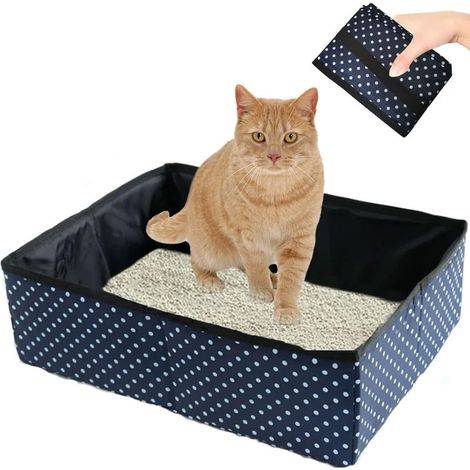 Bac à Litière pour Chat Pliable, Portable, Bleu,Pour Propriétaires de Chats, Voyageurs, Propriétaires d'Animaux de Compagnie, Unisex, Toutes les Âges