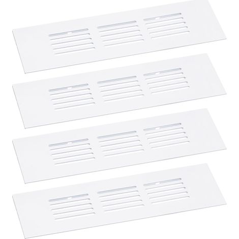 Cache-Vents d'Air, 4 Pièces 150 x 50mm - Cache-Ventilation en Maille en Alliage d'Aluminium, Grille de Ventilation à Persiennes Rectangulaire pour Armoire à Chaussures (Blanc) (1/5)