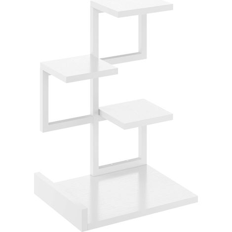 étagère de Bureau en Bois, Présentoir de Rangement 4 Couches, Organisateur de Tablette Petite étagère avec Cadre en métal pour, Livres, Plantes, Jouets, 31 x 24 x 44,5 cm, Blanc (1/5)