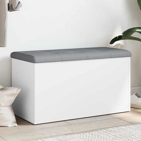 vidaXL Banco de almacenaje blanco 82x42x45 cm madera de ingeniería (1/5)