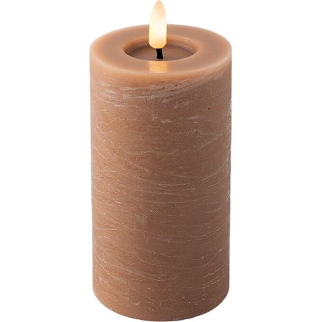 Candela di cera LED con linee di marmo Ø7x15cm LUMINEO – Marrone (1/2)