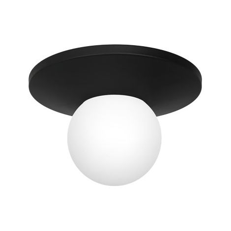 Plafonnier Taller Luminex noir mat globe blanc E14