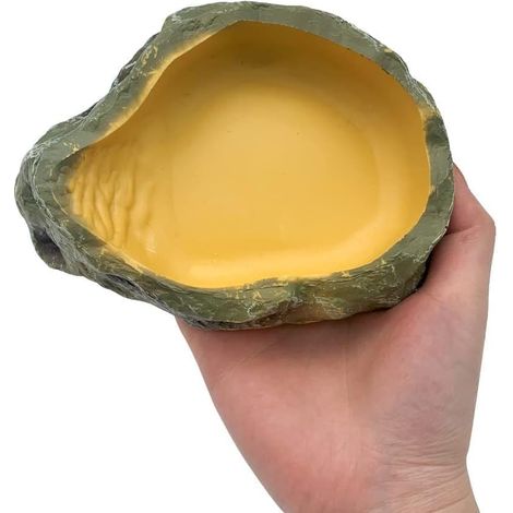 Distributeur magnétique pour reptiles JeiibrZui - 14,5 x 10 x 6 cm - 2 compartiments pour l'eau et la nourriture - Design en pierre naturelle pour terrariums en verre ou en plastique - Idéal pour les (1/5)