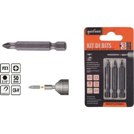Kaela - Kit Di Bits 3 Pz Bit Inserti Per Avvitatore 50mm Gambo 1/4" Magnetico Cr-v 91935 - (1/2)