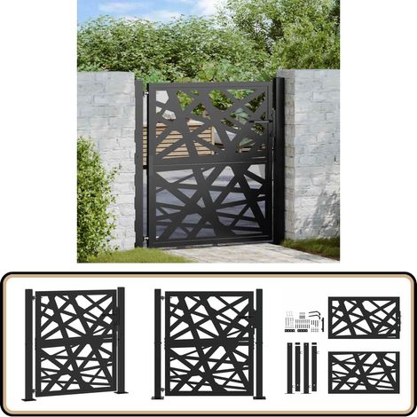 vidaXL Portail de jardin noir 105x106 cm acier conception de lumière (1/5)