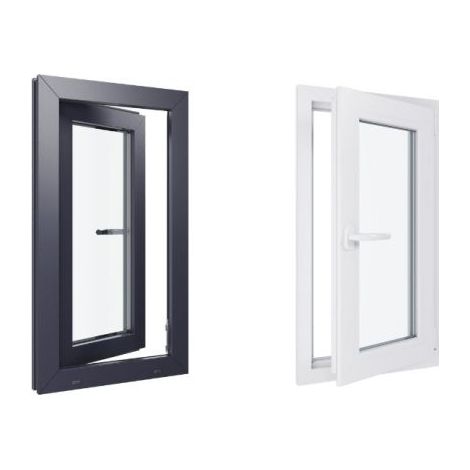 Finestra in PVC - Triplo vetro - Bicolore - Bianco e grigio - 500 mmx900 mm cm