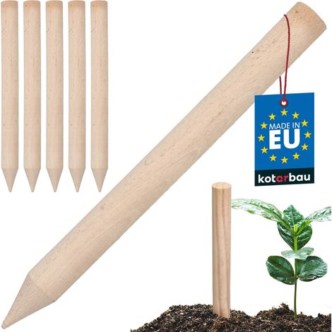 KOTARBAU® Lot de 5 Tuteur Plante - Tuteur Tomate - Bois de Hêtre - 30 cm - Naturel - Piquet Bois - Anglé - Piquets de Jardin - Tuteurs pour Plantes (1/5)