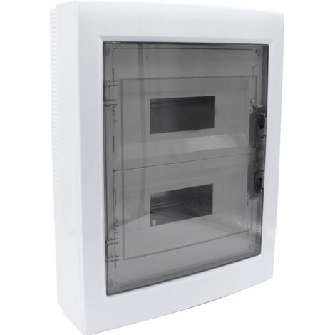 Tableau de distribution mural 24 modules 420x330x105mm IP40 - Porte transparente - avec rail DIN