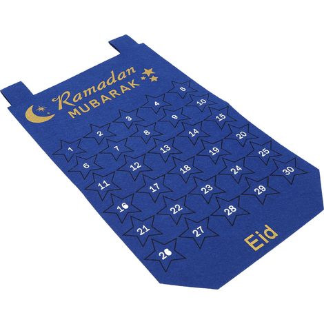 Eid Mubarak Adventskalender aus Stoff zum Aufhängen, Countdown-Anzeige, Ramadan-Dekoration, blau (1/5)
