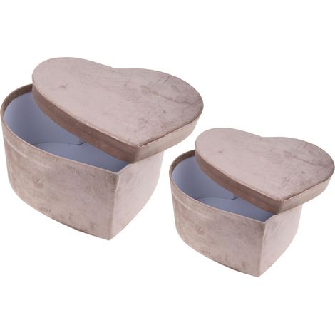 Set 2 Scatole Cuore 27 e 25 cm Velluto