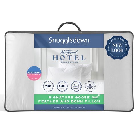 Snuggledown Hotel Goose Feather & Down Pillow, Medium, 1 Pack