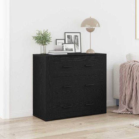 Sideboard Schwarz Eichen-Optik 80 x 33 x 70 cm Holzwerkstoff (1/5)
