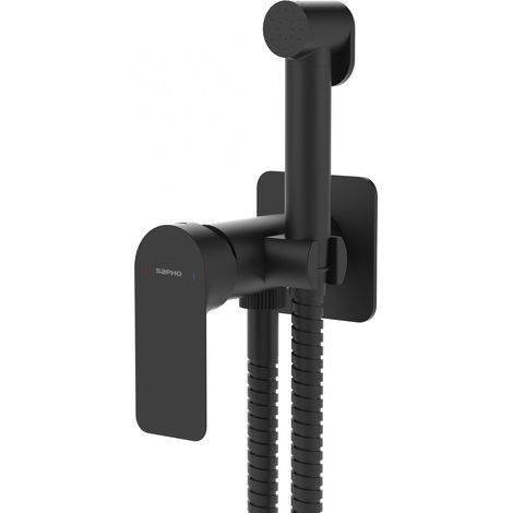 Mitigeur de bidet mural PAX avec douche Stop, noir mat (1/2)