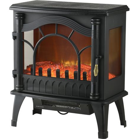 Cheminée électrique 1000W/2000W avec température réglable et protection contre la surchauffe, 55 x 31 x 58 cm, noire (1/5)