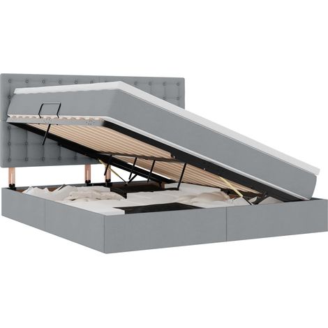 Maison Exclusive - Lit avec rangement et matelas Gris clair 160 x 200 cm Polyester