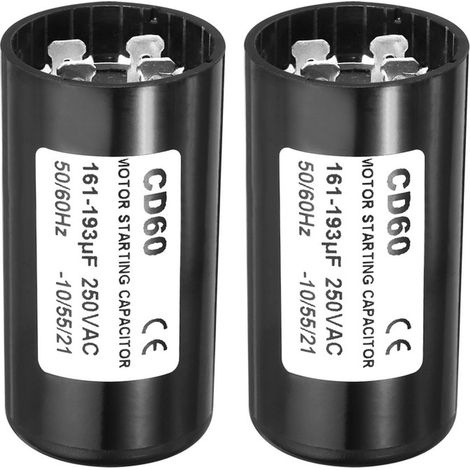 Condensateur   161-193Uf/Mfd 250V AC 50/60Hz CD60 Condensateur Démarrage Moteur Condensateur Moteur Électrique 2Pcs