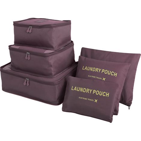 Ensemble de 6 organisateurs de bagages à compression pour ranger vêtements, chaussures et accessoires en voyage.-AquaForge (1/5)