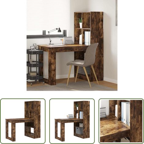 Geräucherte Eiche - Schreibtisch Geräucherte Eiche 122 x 67 x 145 cm Holzwerkstoff (1/5)