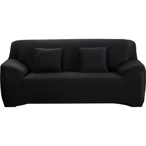 Housse De Canape 3 Places - Extensible - Pour Canape Avec Accoudoirs - Noir - 1 Piece (1/5)