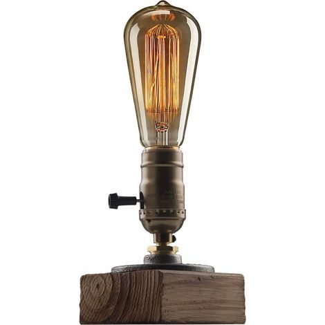 Steampunk-Schreibtischlampe, Holzsockel, E27-Fassung, Dimmerschalter, Loft-Dekor (1/5)