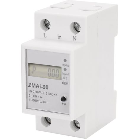Compteur d'énergie Intelligent Wifi monophasé, consommation d'énergie, wattmètre Kwh, prise en charge de l'application Smartlife/Tuya, fonctionne avec Alexa et Home (1/4)
