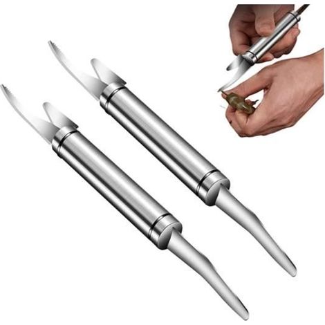 5 in 1 Multifunctional Shrimp Line Fish Maw Knife, éplucheur de crevettes en Acier Inoxydable, Rabot à Poisson de Cuisine, (2 Pcs) (1/4)