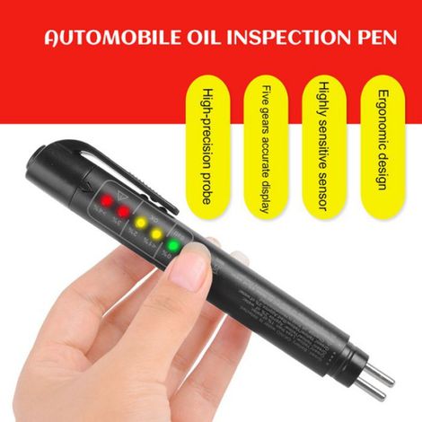 Testeur Liquide De Frein - Stylo Portable Avec Indicateurs LED - Pour DOT3 DOT4 - 15 x 2,5 cm - Noir - 1 Piece (1/5)
