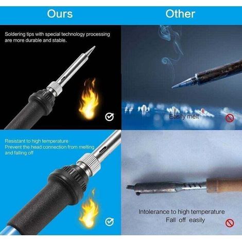 Fer à souder précision réglable 200-450℃ - Kit 9 en 1 avec 5 pointes + fil à souder - Interrupteur ON/OFF - Travail électronique et bricolage - Électroniciens et Hobbysites (1/4)
