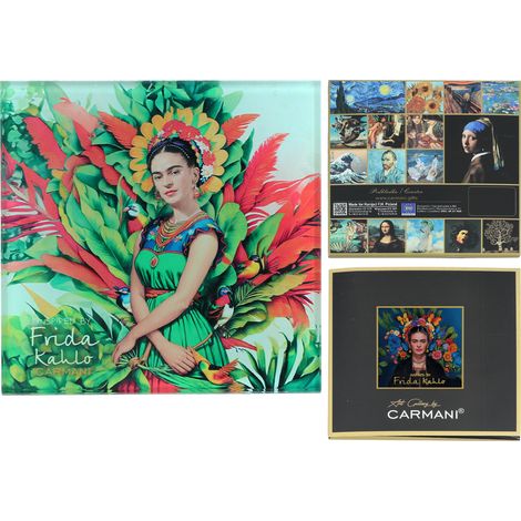 Carmani, posavasos de cristal de aproximadamente 11,5 x 11,5 cm inspirado en las pinturas de Frida Kahlo. (1/5)