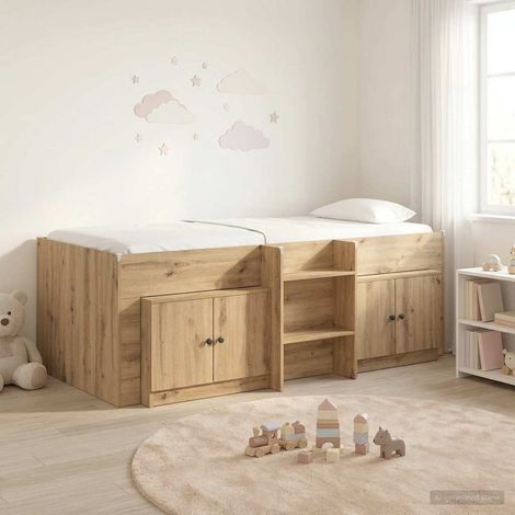 vidaXL Cadre de lit en loft avec armoire 3 pc Chêne artisanal (1/5)